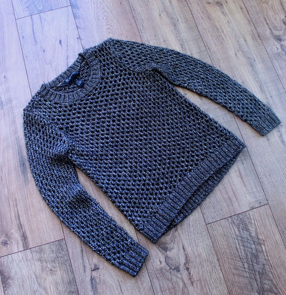 Metallic Open Weave Sweater, Small - image 3