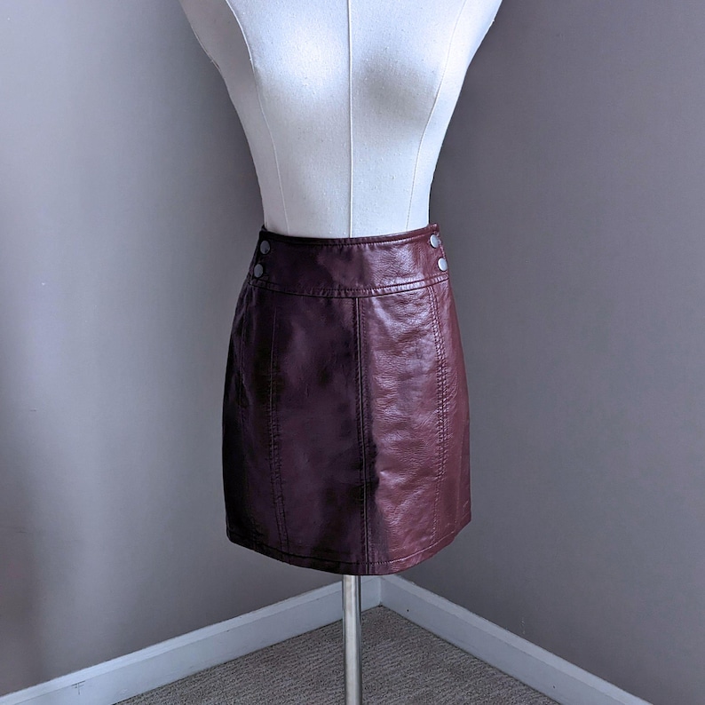 Faux Leather Mini Skirt, Burgundy Size 2, Free People