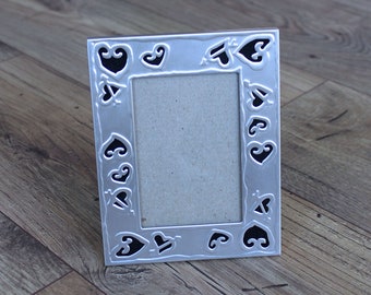 Vintage Silver Metal Hearts Tabletop Picture Frame