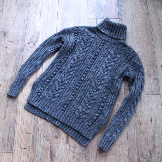 Gray Merino and Alpaca Wool Turtleneck Sweater, X… - image 5