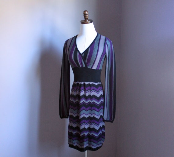 Petite Vintage Silk Cashmere Sweater Dress, Purpl… - image 3