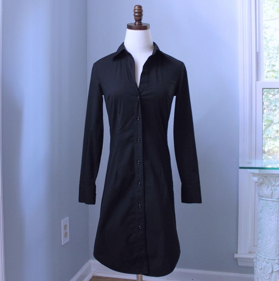 Vintage Black Shirt Dress, Size 0 Moda Internatio… - image 3