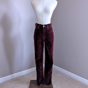 Wine Red Velvet Pants, Free People, XS Size 1, Button Fly