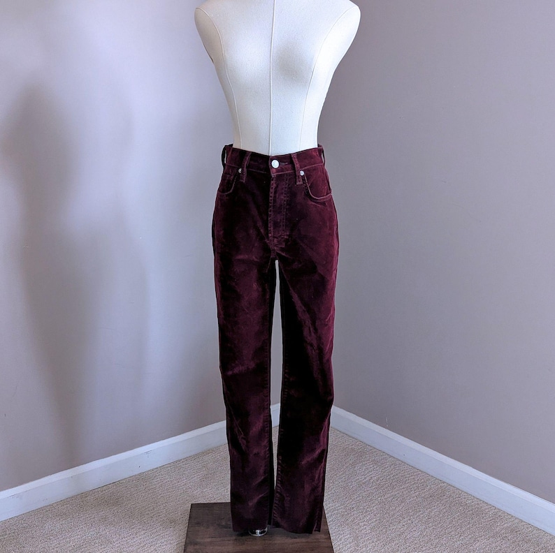 Wine Red Velvet Pants, Free People, XS Size 1, Button Fly