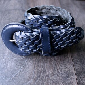 Vintage Capezio Navy Blue Woven Leather Belt, Size S/M - Etsy display picture 3