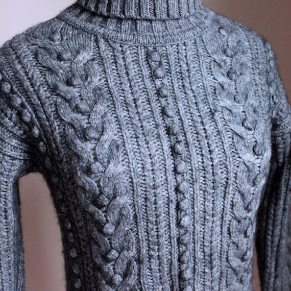 Gray Merino and Alpaca Wool Turtleneck Sweater, X… - image 2