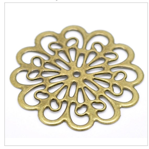 Items similar to Bronze Metal Filigree - 4 Pieces on Etsy