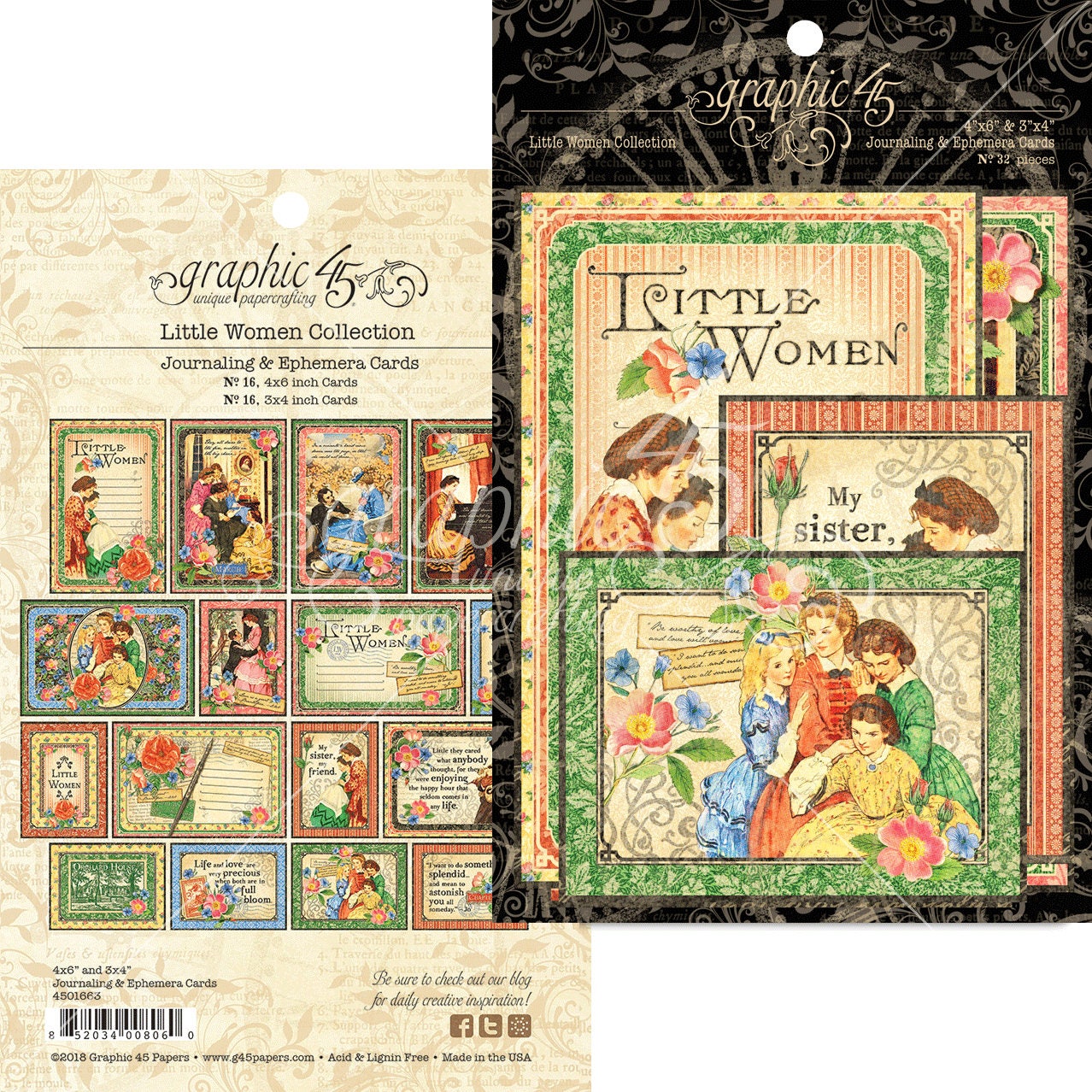 GRAPHIC 45 ~ IMAGINE ~ Journaling /& Ephemera Cards ~ 32 Pieces