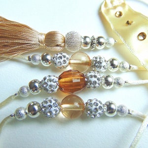 Beaded Dog Show Lead, Beige leash with beige, white  and silver rhinestone, 4 Feet Long