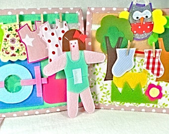 Quiet book for baby girls over 2 , 10 pages with educational activities, Montessori inspired soft book, first birthday gift for toddlers