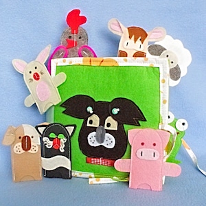 Whimsical Farm Animals Quiet Book - 10 pages with finger puppets ,best birthday gift for toddlers.