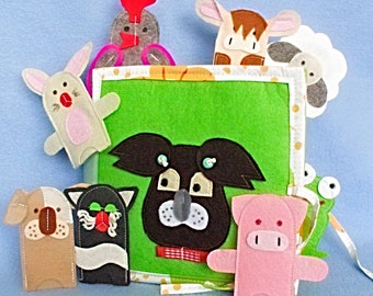 Whimsical Farm Animals Quiet Book - 10 pages with finger puppets ,best birthday gift for toddlers.