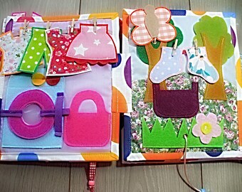 Quiet book for baby girl,toddler birthday gift, 10  pages with funny activity games.