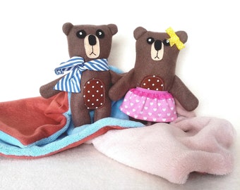 Cuddly stuffed bear family, baby soft comforter, safe mini blanket  for baby starting from 6 months.
