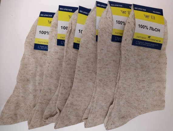 SOCKS 5 PAIRS 100% LINEN Flax SIZE M / US 9/ EU 39-40 Eco Friendly