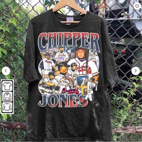 vintage graphic style Chipper Jones T-Shirt - Chipper Jones Sweatshirt /Hoodie- Vintage American Baseball Tee .
