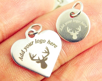 Etiquetas de joyería personalizadas en miniatura, etiquetas con logotipo personalizado, etiquetas de acero inoxidable grabadas, etiquetas colgantes de metal personalizadas, 10/50/100 unidades
