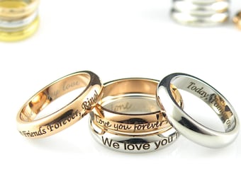Personalized Ring Custom Name Ring Engraved Ring Custom Coordinate Rings Rose Gold Ring Custom Engraved Wedding Ring Gift