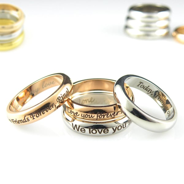 Personalized Ring Custom Name Ring Engraved Ring Custom Coordinate Rings Rose Gold Ring Custom Engraved Wedding Ring Gift