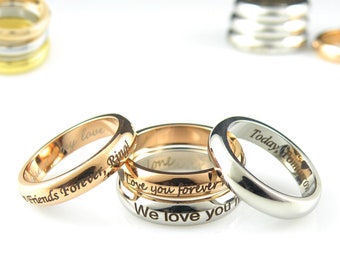 Personalized Ring Custom Name Ring Engraved Ring Custom Coordinate Rings Rose Gold Ring Custom Engraved Wedding Ring Gift