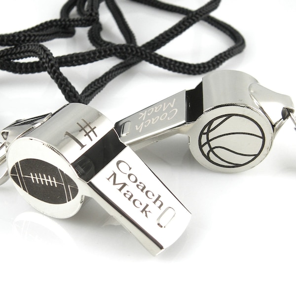 Personalized Whistle Necklace Custom Coach Whistle Necklace Gravé En acier inoxydable Sifflet personnalisé Siff l'enseignant cadeau de l'entraîneur