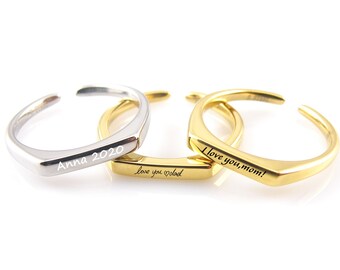Personalized Adjustable Ring Custom Name Ring Engraved Ring Stainless Steel Ring Gold Ring Custom Engraved Wedding Ring Gift