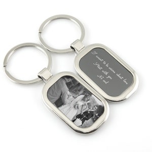 Personalisiertes Foto Schlüsselbund Benutzerdefinierte Handschrift Schlüsselanhänger Gravierter Fingerabdruck Rechteck Schlüsselbund Erinnerungsschlüsselbund Personalisierter Schmuck