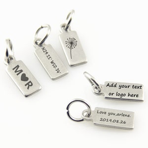 Personalisierte Mini Rechteck Schmuck Tag Benutzerdefinierte Logo Tags Gravierte Edelstahl Logo Tags Benutzerdefinierte Metall hängen Tags 10/50 / 100Stck
