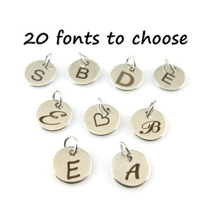 Custom initial charm Personalized initial disc charm Custom Stainless Steel initial charm Small Initial Pendant Custom initial charms 10mm