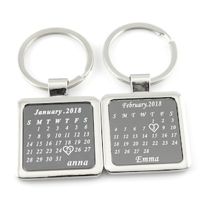 Portachiavi con calendario personalizzato Portachiavi con scrittura a mano personalizzata Portachiavi con foto incisa Portachiavi commemorativo Gioielli personalizzati