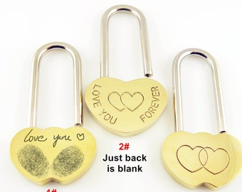 Personalized gold brass love padlock,Engraved love lock,Custom lock without key,Custom heart love lock