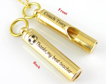 Gepersonaliseerde Brass Whistle ketting aangepaste coach Whistle ketting gegraveerd outdoor Whistle gepersonaliseerde leraar aanwezig coach gift