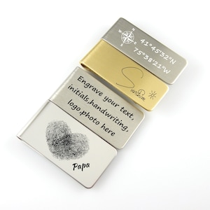 Clip de dinero personalizado, clip de dinero personalizado, clip de dinero con escritura a mano, clip de dinero para padrinos de boda, clips de dinero de acero inoxidable grabados