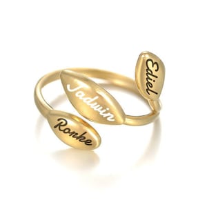 Personalized Adjustable Ring Custom Name Ring Engraved Ring Stainless Steel Leaf Ring Gold Ring Custom Engraved Wedding Ring Gift