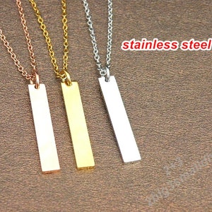 Stainless steel bar necklace,Rose gold blank bar necklace,Gold stainless steel blanks,Hand stamping bar necklace-3 colors to choose