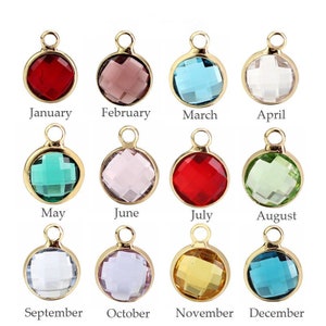 9mm Crystal Birthstone Charms,Crystal Birthstone Drops,Gold Birthstone Pendant,Full Set of High Quality Crystal Channel Charms (12 colors)