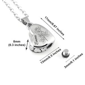 Personalized Stainless Steel Heart Human Ashes Locket Custom Memorial Cremation Ash Locket Necklace Engrave Heart Cremation Urn Necklace