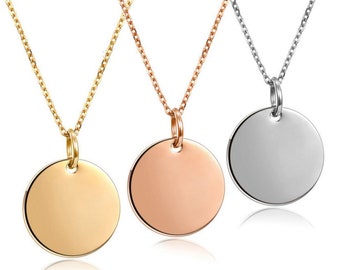 Disques blancs d’estampage en acier inoxydable d’or, disque personnalisé, pendentifs blancs de disque d’or de rose, blancs d’estampage de main d’or, collier blanc de disque