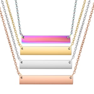 Stainless steel bar necklace,Rose gold blank bar necklace,Gold stainless steel blanks,Hand stamping bar necklace-3 colors to choose
