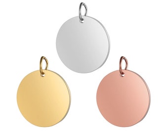 10mm 20mm Stainless steel stamping discs,Personalized disc,Rose gold blank disc pendants,Gold hand stamping blanks-3 colors to choose
