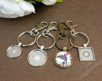 Blue Space Cabochon Keychain 25mm Glass Cabochon Keychain Zipper Pull Co-Worker Gift Christmas Gift HandbagBackpack Decor