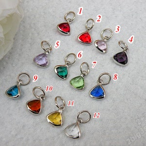 8mm Drop Crystal Birthstone Charms,Crystal Birthstone,Birthstone Pendant,Full Set of High Quality Crystal Channel Charms (12 month colors)