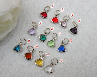 8mm Drop Crystal Birthstone Charms,Crystal Birthstone,Birthstone Pendant,Full Set of High Quality Crystal Channel Charms (12 month colors)