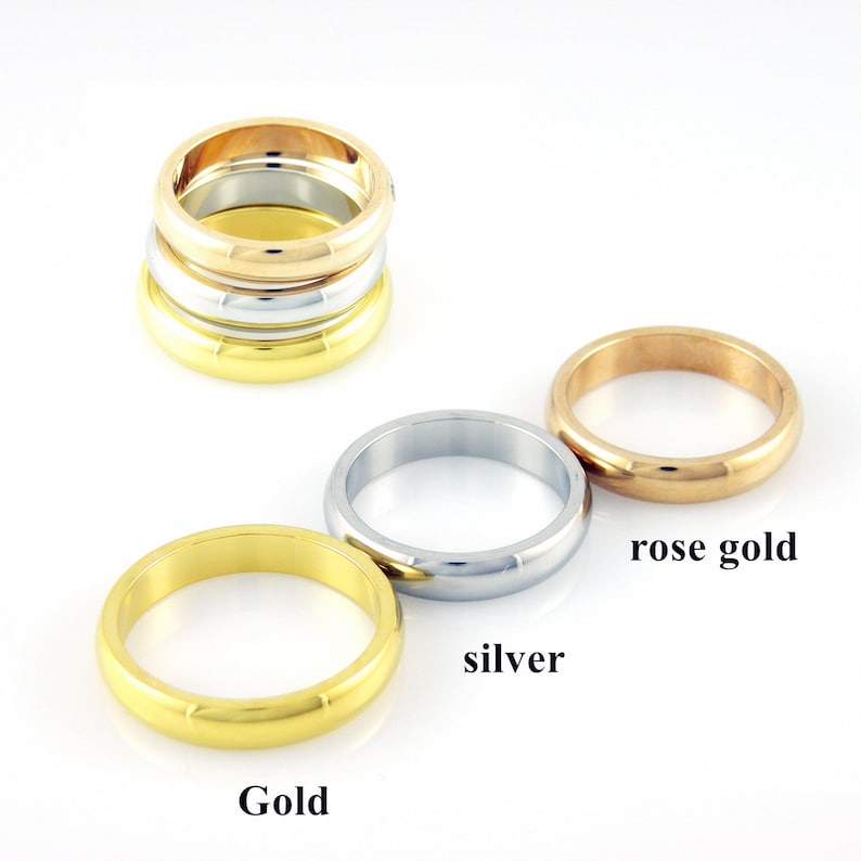 Personalisierter Ring Benutzerdefinierte Namensring mit Gravur Spiegelpolieren Edelstahlring Roségoldring Individuell eingraviertes Hochzeitsringgeschenk Bild 2