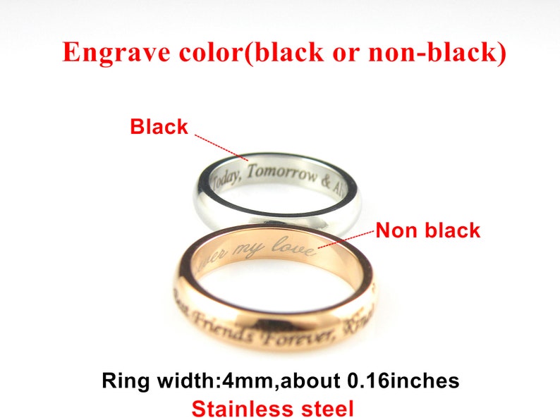 Personalisierter Ring Benutzerdefinierte Namensring mit Gravur Spiegelpolieren Edelstahlring Roségoldring Individuell eingraviertes Hochzeitsringgeschenk Bild 9