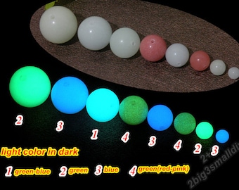 5 piezas de cuentas de piedra esféricas brillantes, piedra luminosa, colgante de brillo liso en blanco, collar brillante, brilla en la oscuridad