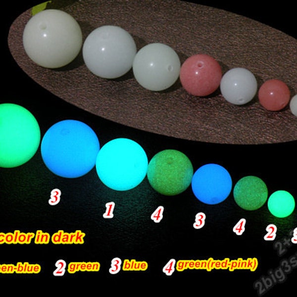 5 pcs of Glowing spherical stone beads,Luminous stone,smooth blank glow pendant,glowing necklace,Glow in the Dark