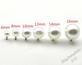 50 remaches de perlas blancas de 12 mm, remaches de cuentas de plástico, cuentas de perlas para hacer uno mismo, remaches para sombreros o ropa para hacer uno mismo