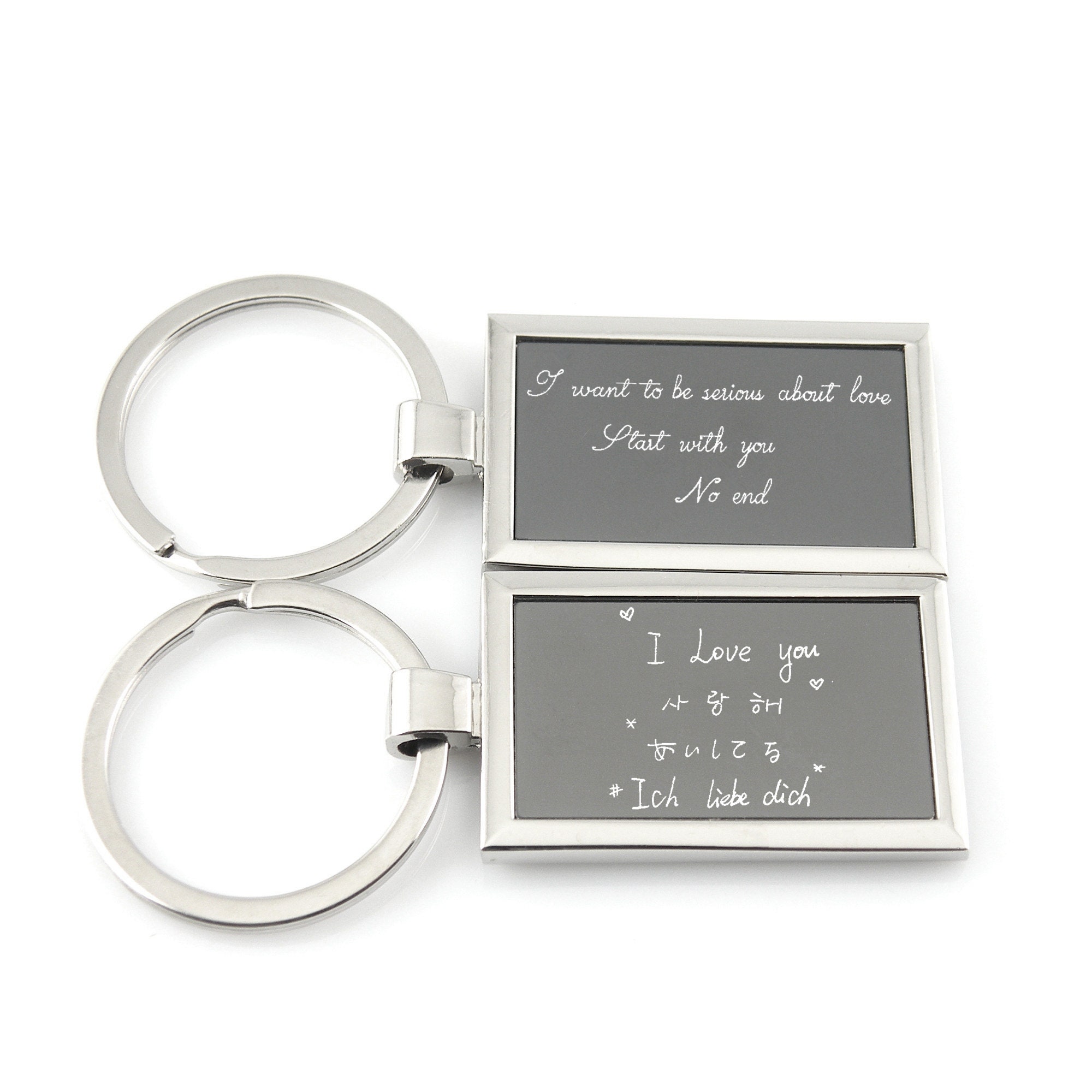Personalized Name Keychain Custom Handwriting Key chain Engraved Fingerprint Keychain Memorial Keychain Personalized Jewelry