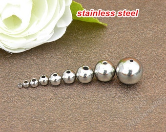 20pcs of 10mm Stainless steel ball beads with hole,Stainless steel Solid beads